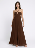 Anya | Pleated Halter Neck Maxi Dress