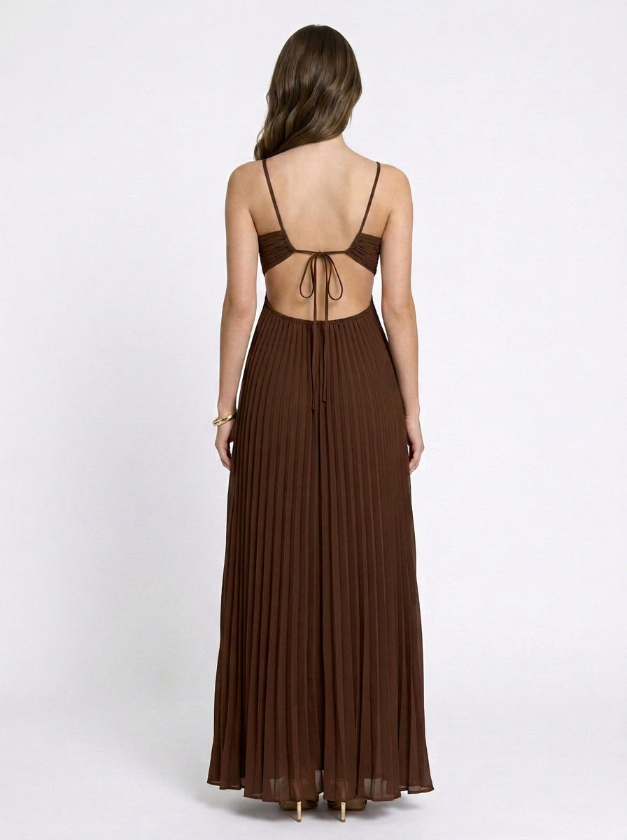 Anya | Pleated Halter Neck Maxi Dress