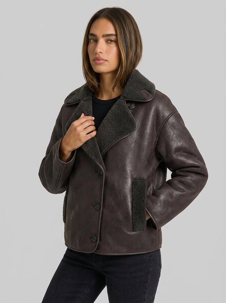 Anya | Women's Notched Collar Relaxed Fit Button Jacket