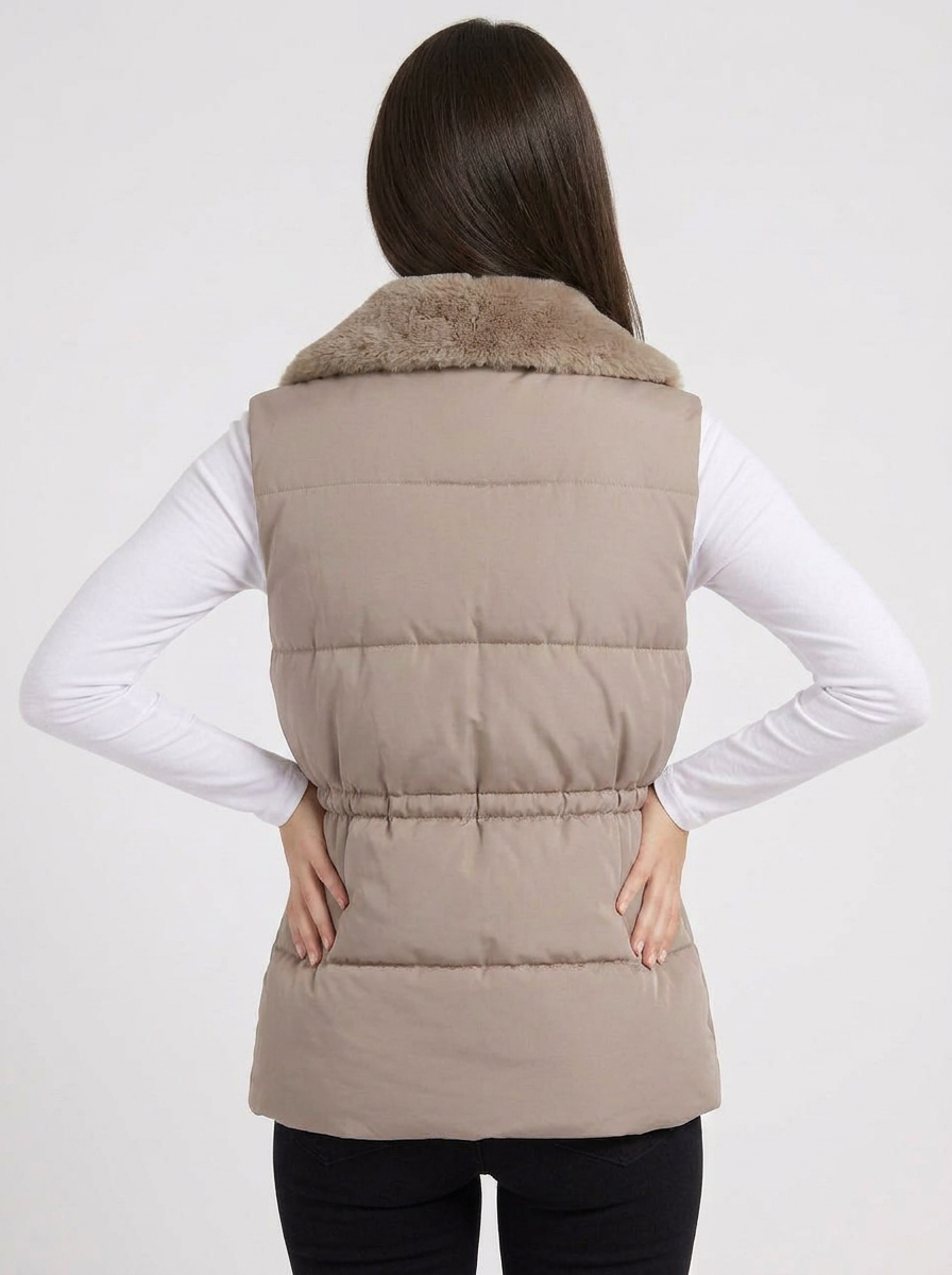 Anya | Women's Puffer Vest with Faux Fur Collar