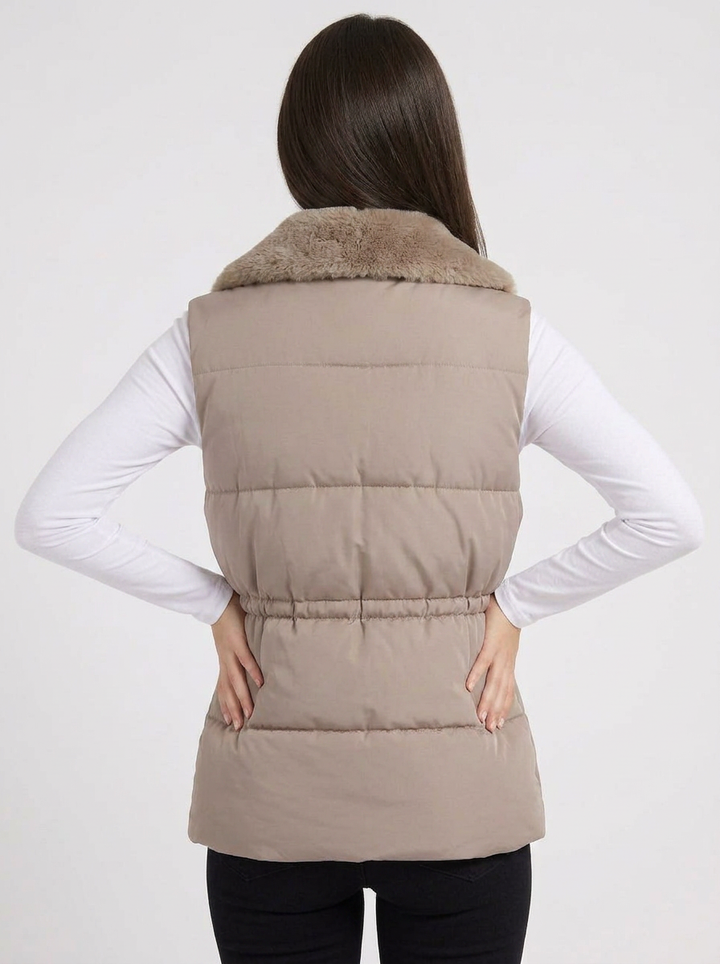 Anya | Women's Puffer Vest with Faux Fur Collar