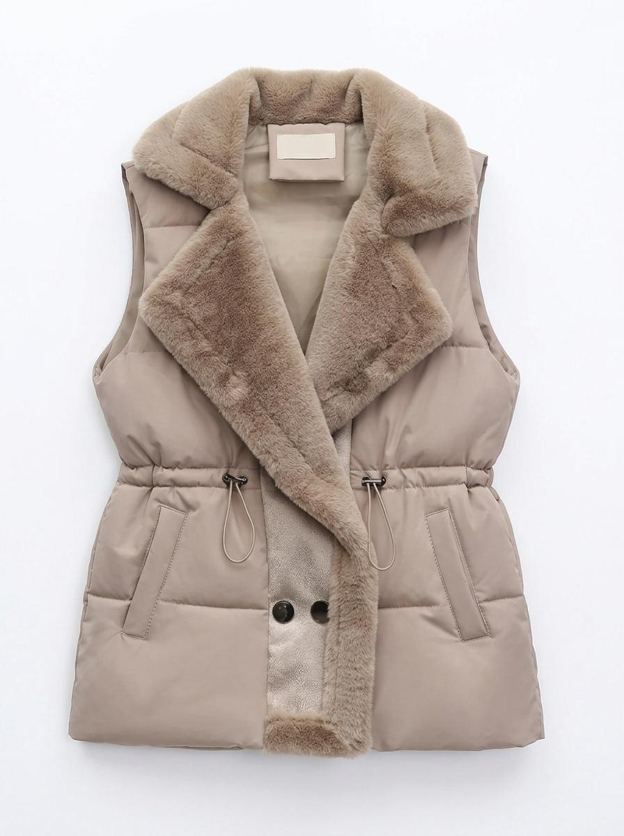 Anya | Women's Puffer Vest with Faux Fur Collar