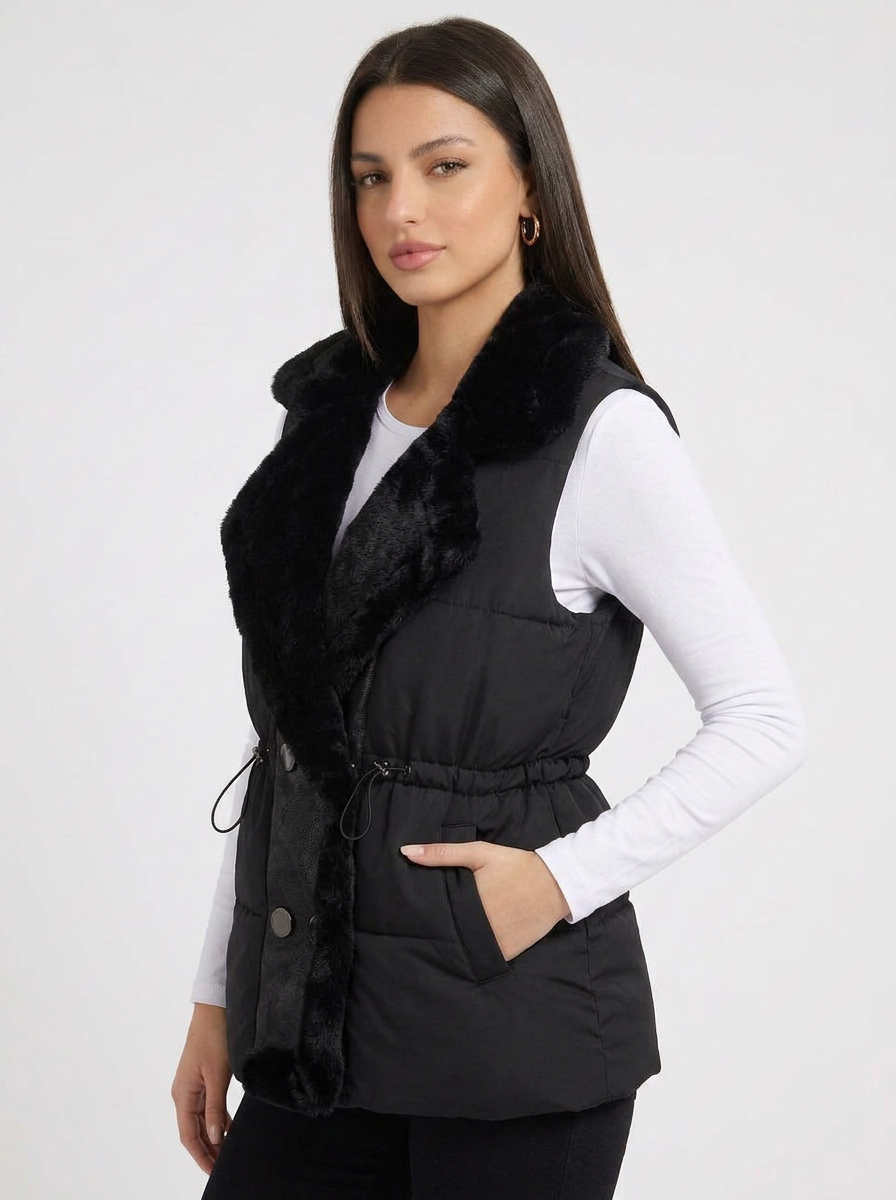 Anya | Women's Puffer Vest with Faux Fur Collar