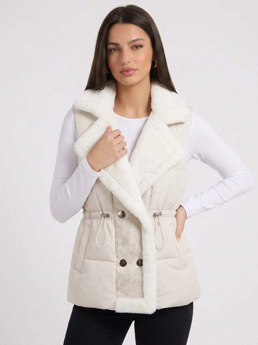 Anya | Women's Puffer Vest with Faux Fur Collar
