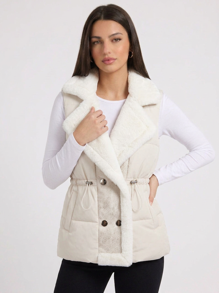 Anya | Women's Puffer Vest with Faux Fur Collar