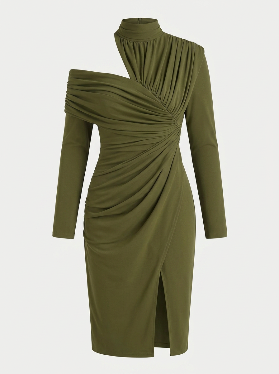 Aria | One Shoulder Ruched Midi Dress