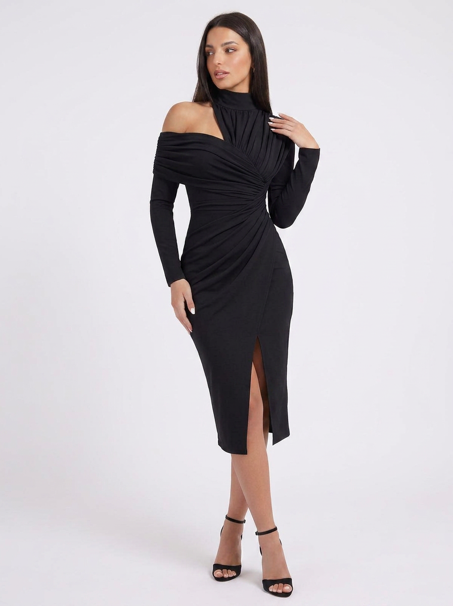 Aria | One Shoulder Ruched Midi Dress