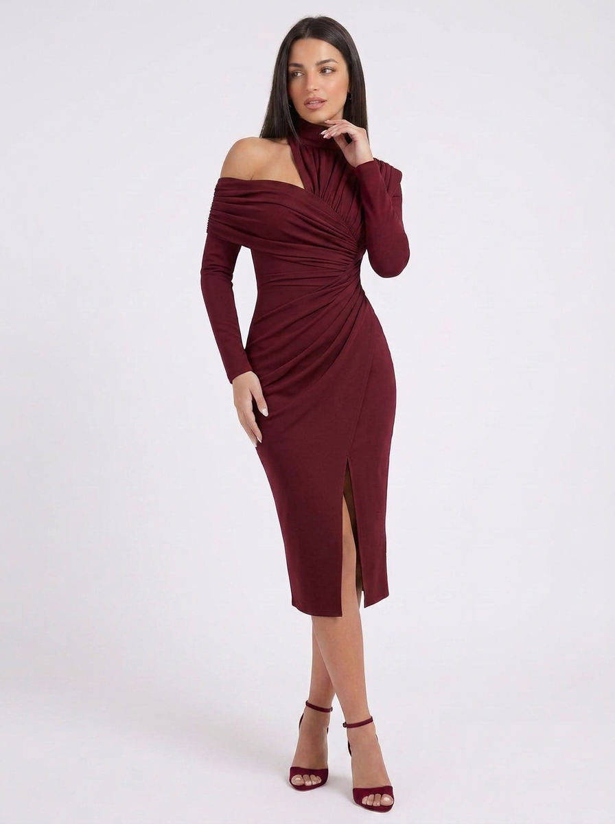 Aria | One Shoulder Ruched Midi Dress