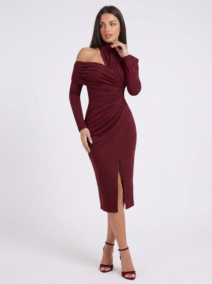 Aria | One Shoulder Ruched Midi Dress