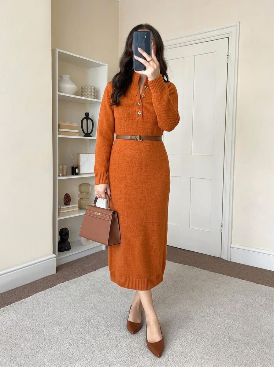Aria | Women's Winter Dress Midi Turtleneck