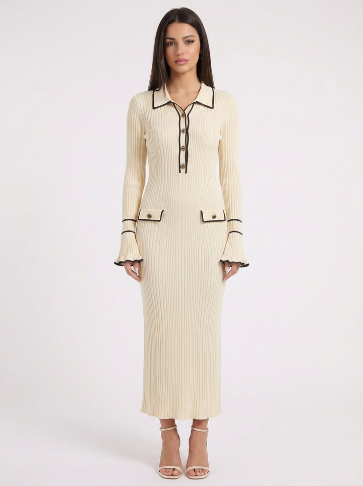 Audrey | Women's Knit Winter Dress with Collar