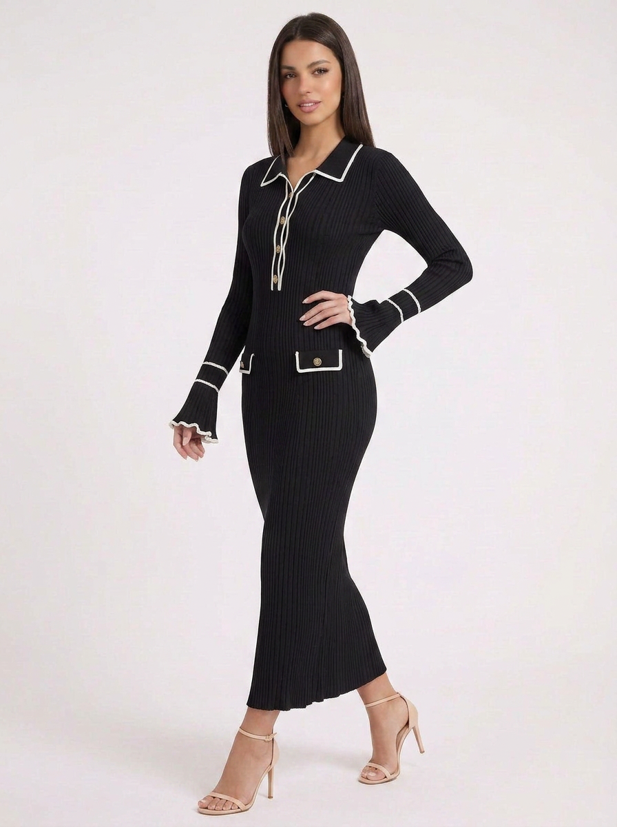 Audrey | Women's Knit Winter Dress with Collar