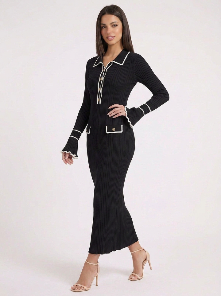 Audrey | Women's Knit Winter Dress with Collar