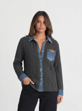 Ava | Women's Cable Knit Collared Shirt