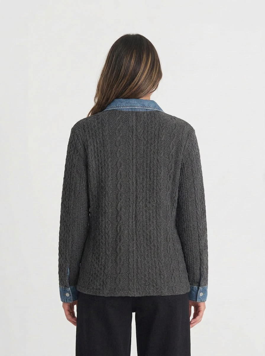 Ava | Women's Cable Knit Collared Shirt