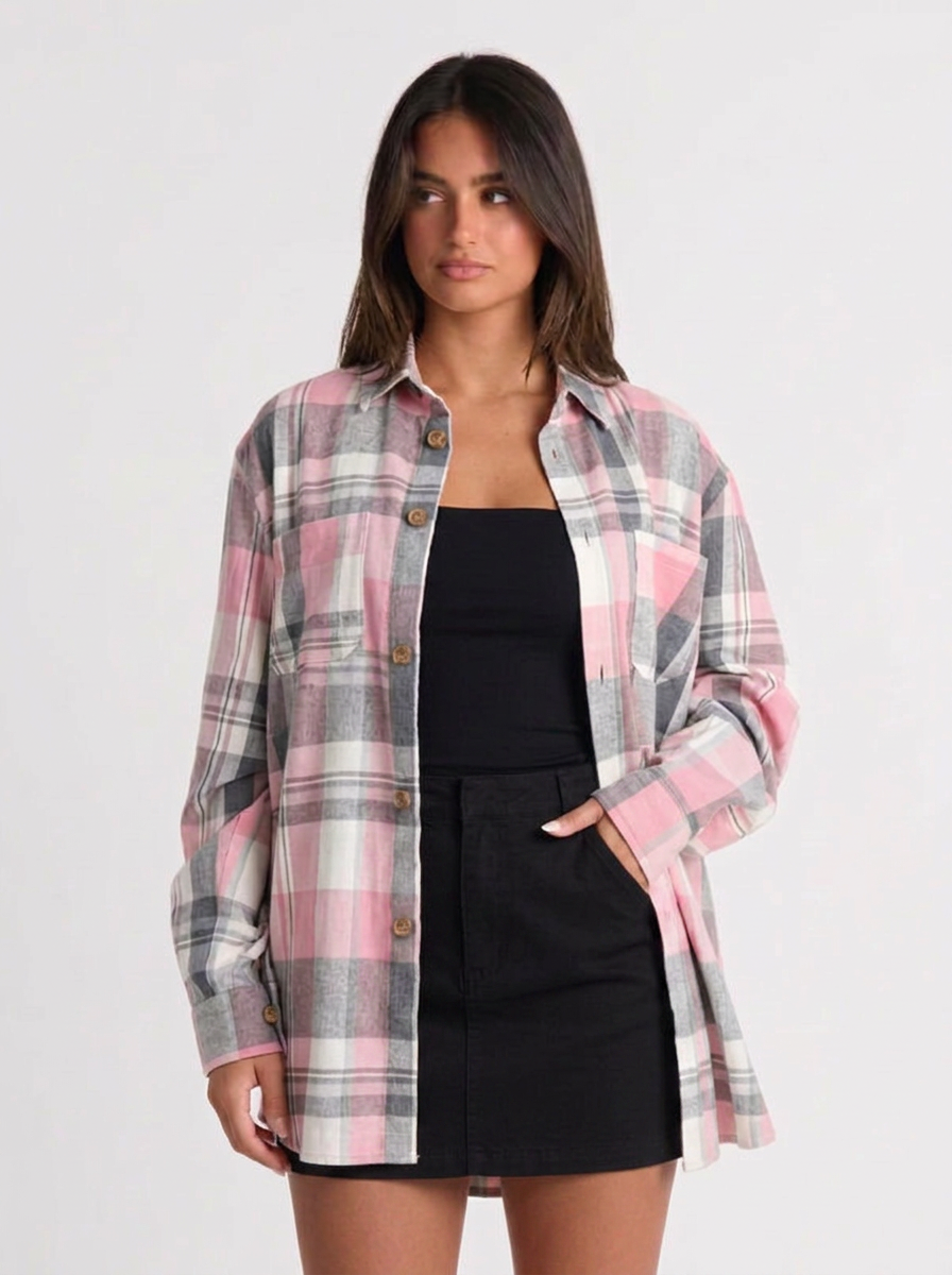 Ava | Women's Oversized Plaid Flannel Shirt