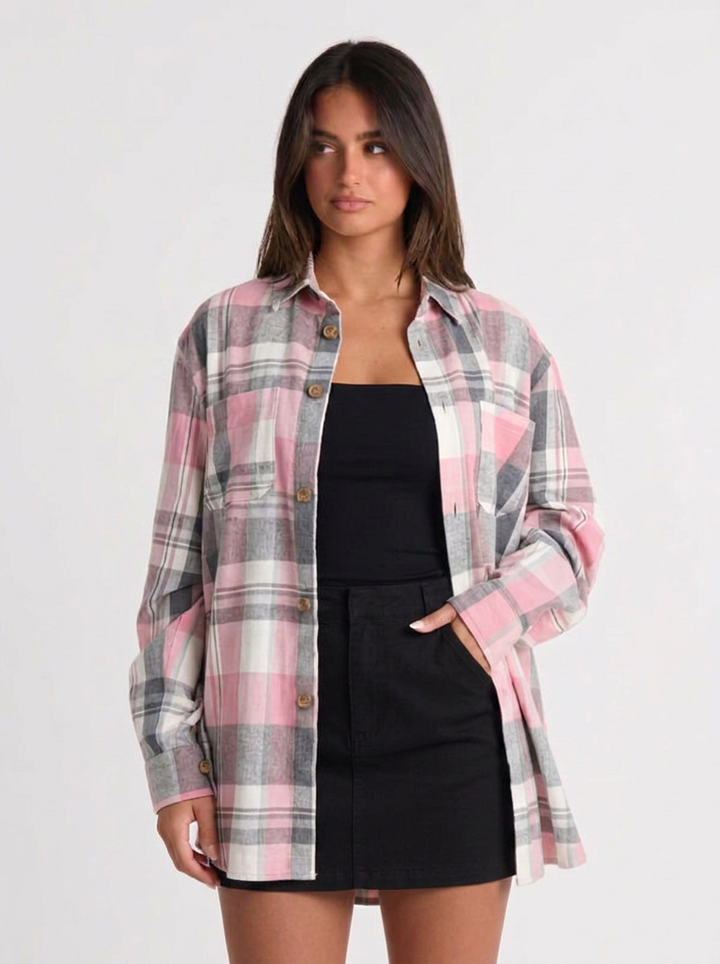 Ava | Women's Oversized Plaid Flannel Shirt