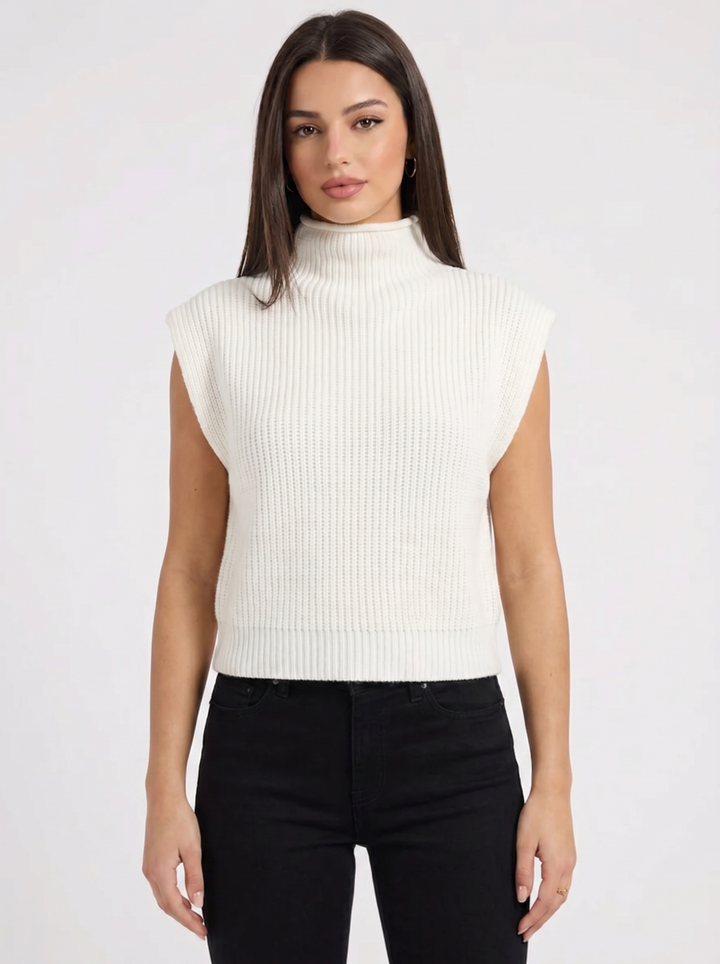 Ava | Women's Sweater Vest High Neck Ribbed Sleeveless
