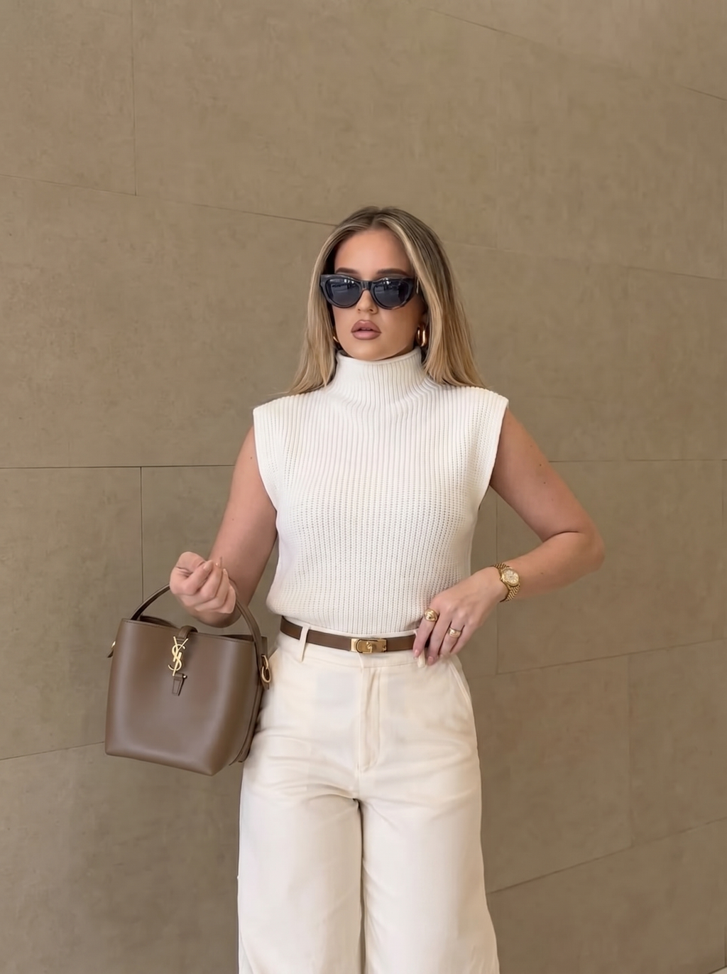 Ava | Women's Sweater Vest High Neck Ribbed Sleeveless