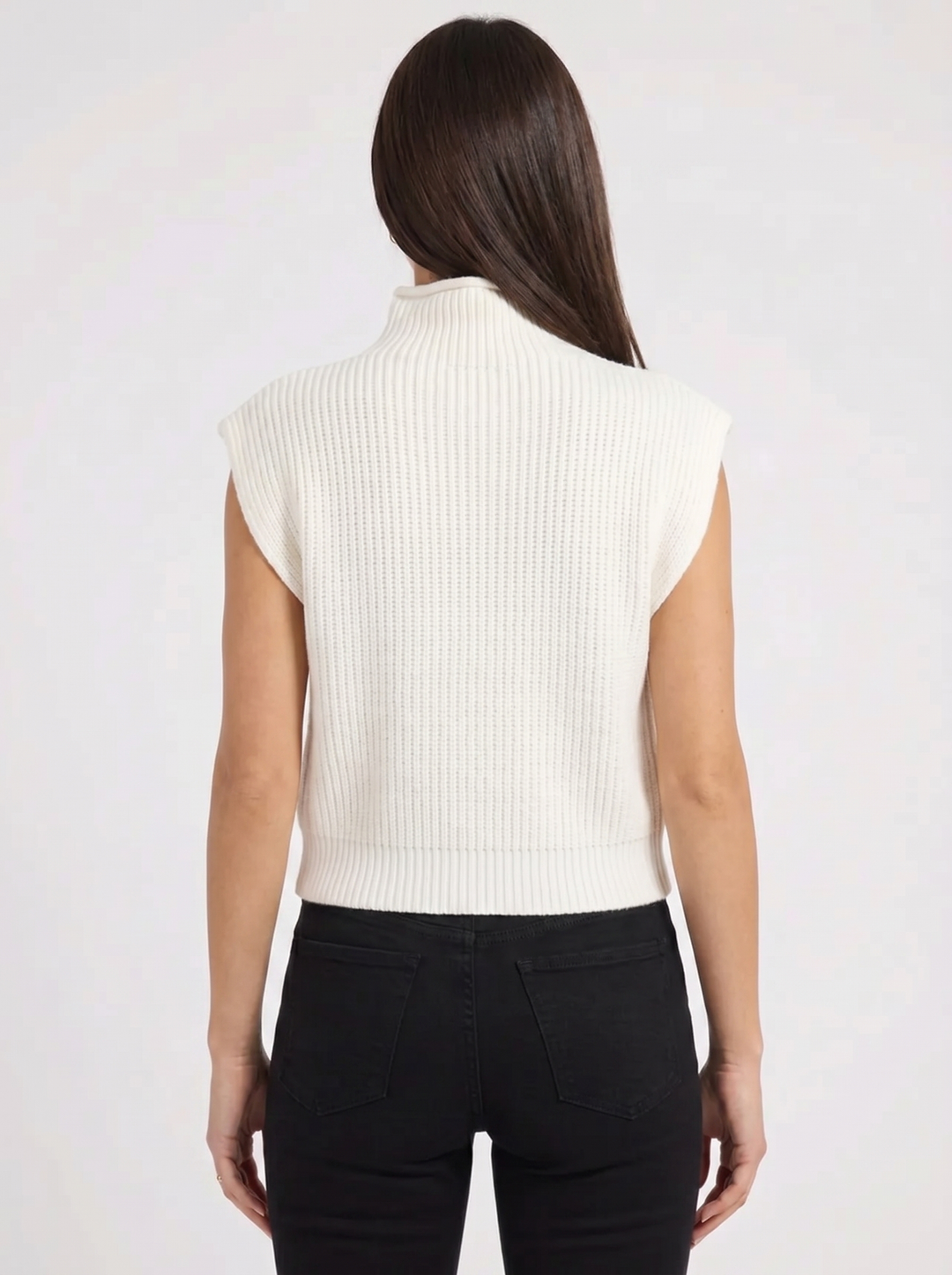 Ava | Women's Sweater Vest High Neck Ribbed Sleeveless