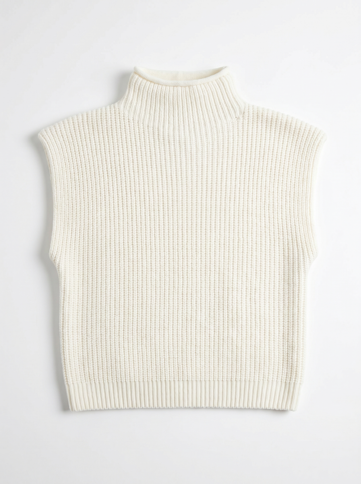 Ava | Women's Sweater Vest High Neck Ribbed Sleeveless