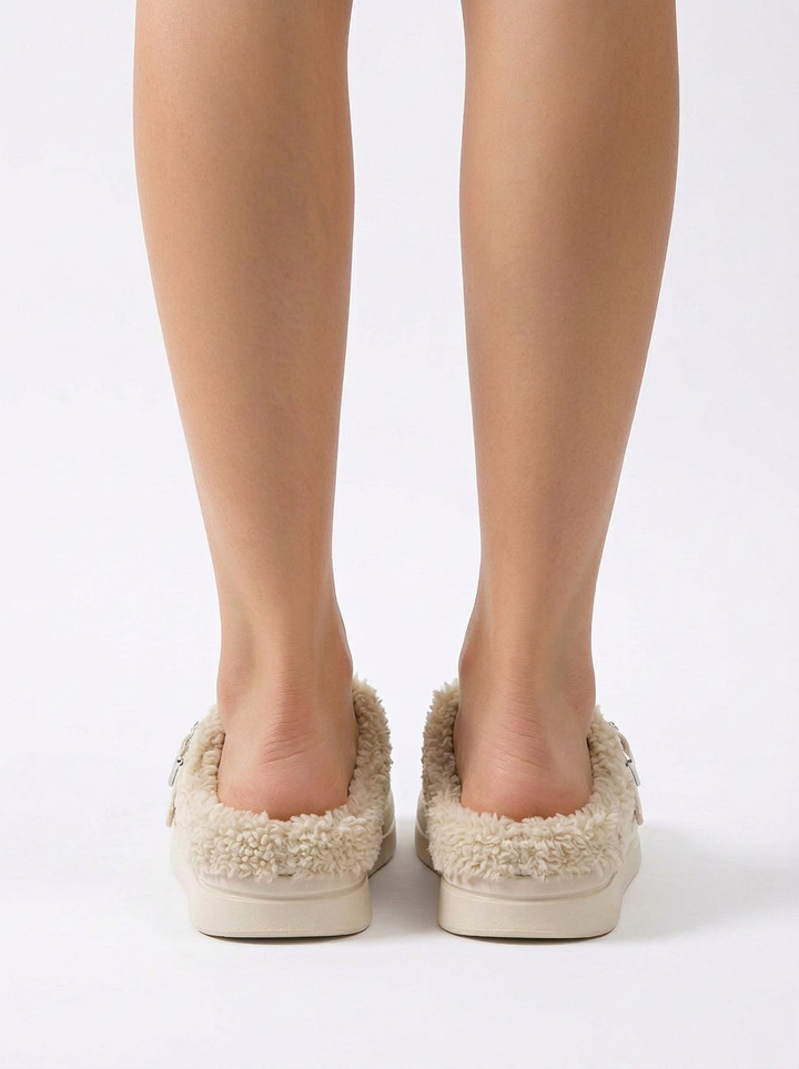 Bailey | Women's Clogs Fur Lined Buckle Strap Platform
