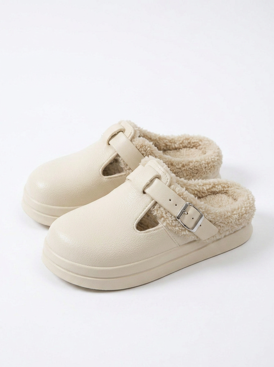 Bailey | Women's Clogs Fur Lined Buckle Strap Platform