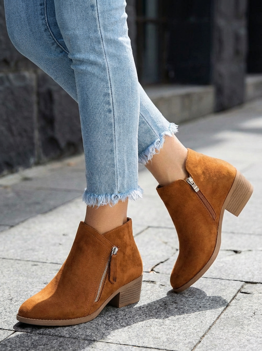 Bailey | Women's Suede Side Zip Ankle Orthopedic Boots 8