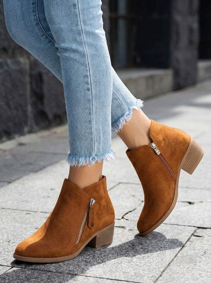 Bailey | Women's Suede Side Zip Ankle Orthopedic Boots 8