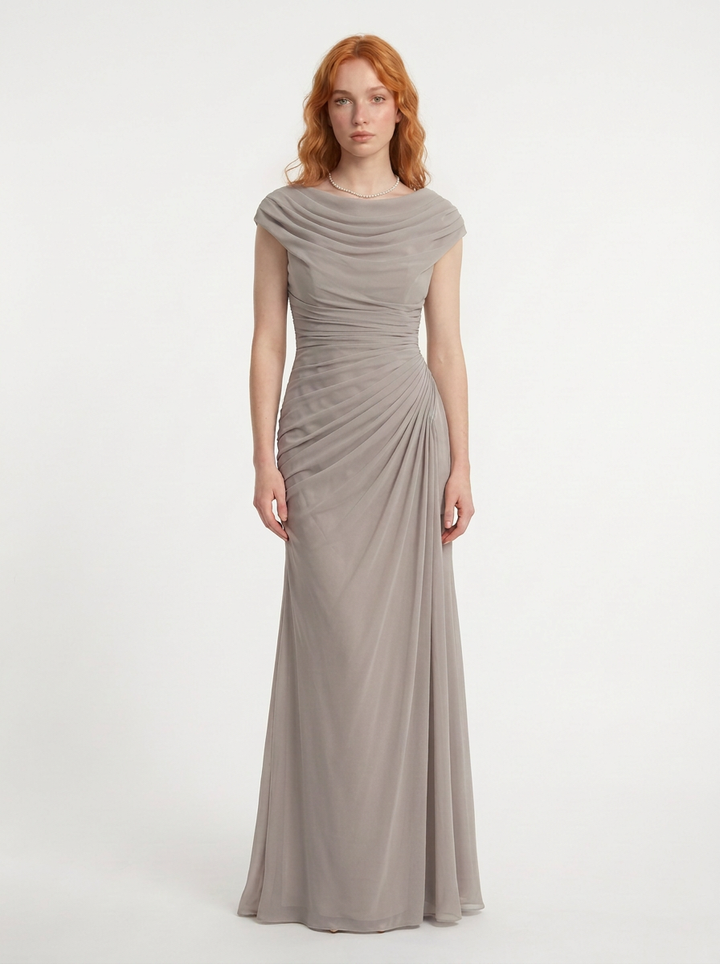 Bea | Cowl Neck Ruched Maxi Dress
