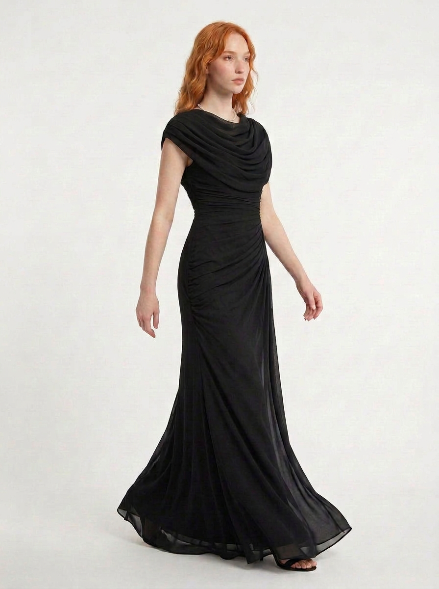 Bea | Cowl Neck Ruched Maxi Dress