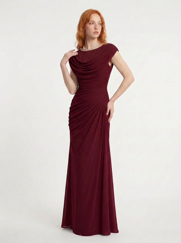 Bea | Cowl Neck Ruched Maxi Dress