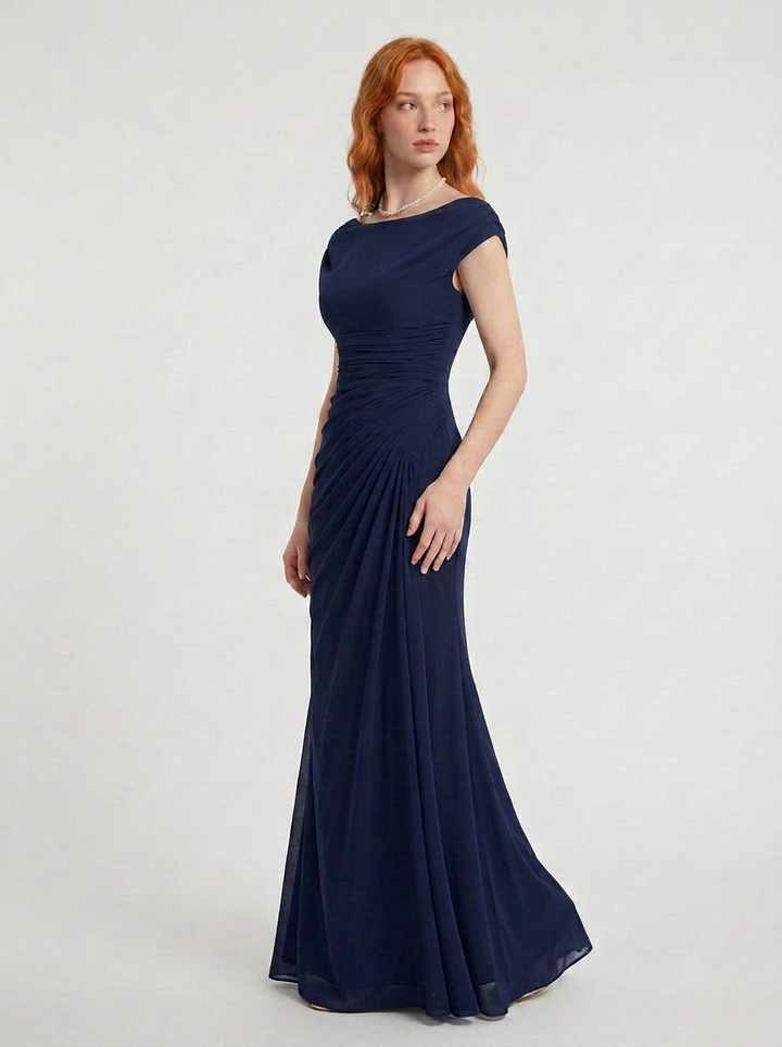 Bea | Cowl Neck Ruched Maxi Dress