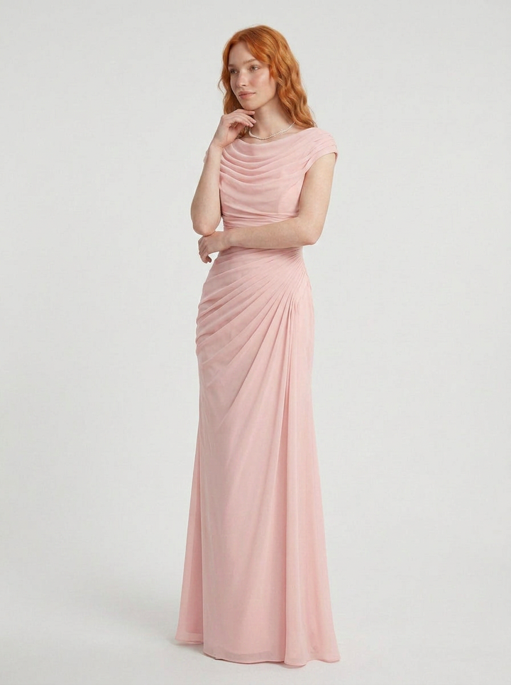 Bea | Cowl Neck Ruched Maxi Dress