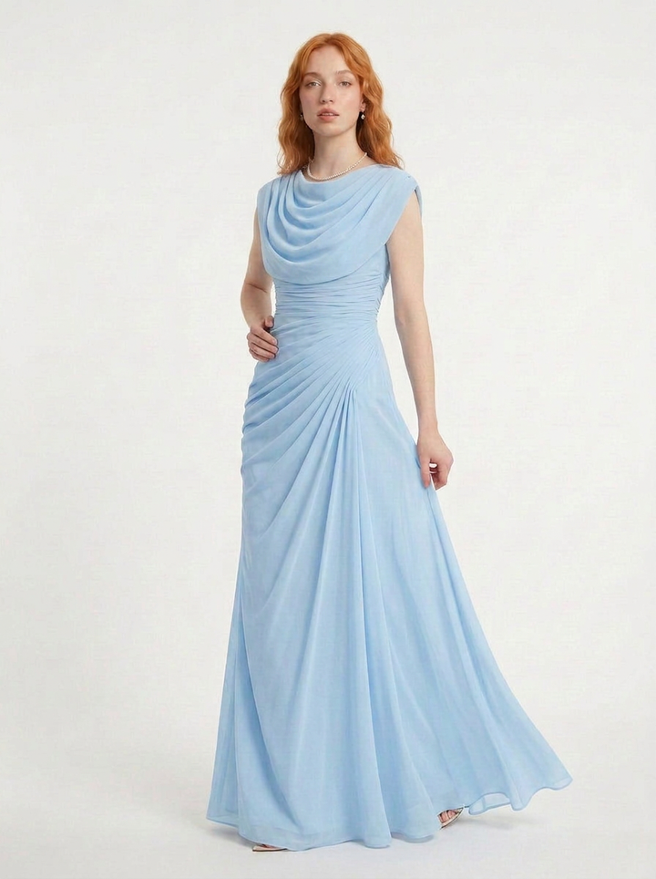 Bea | Cowl Neck Ruched Maxi Dress