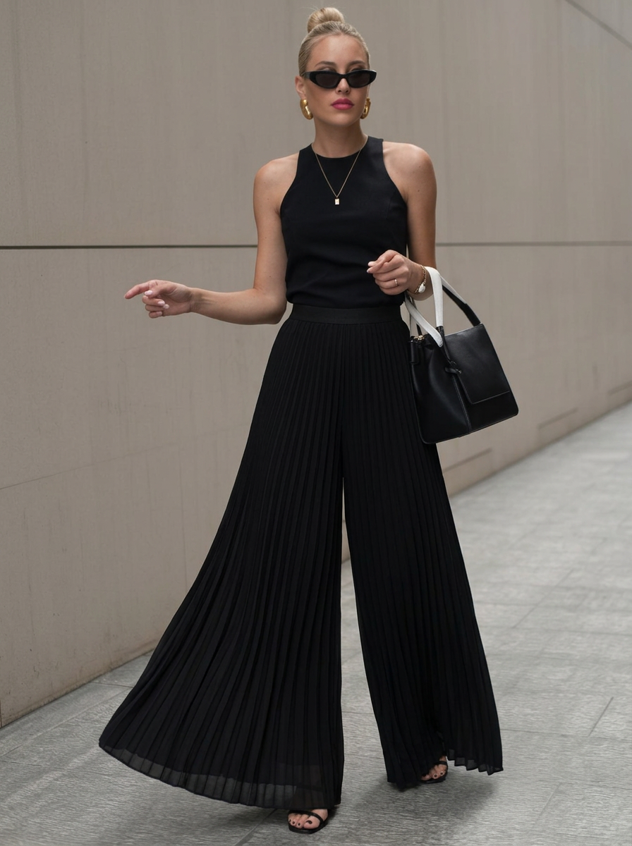Bea | Women's Wide Leg Pleated Trousers