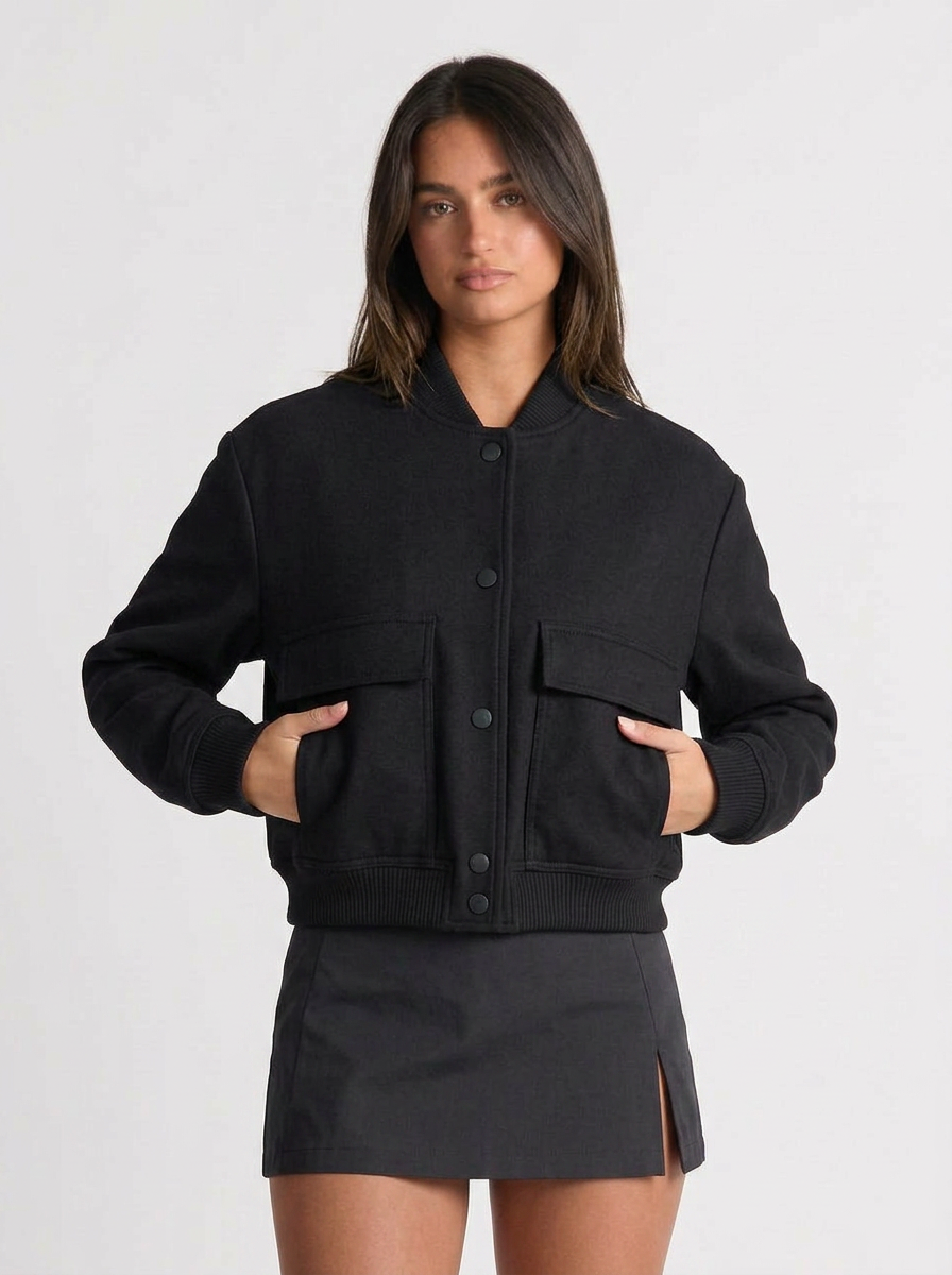 Bella | Crop Long Sleeve Bomber Jacket 4