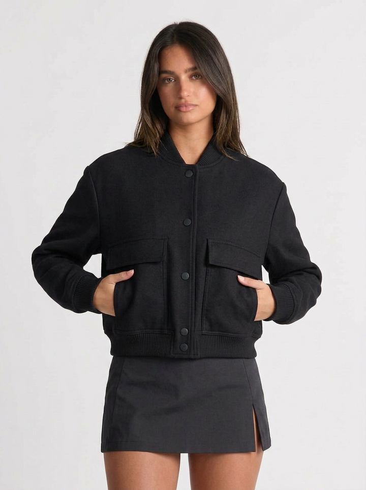 Bella | Crop Long Sleeve Bomber Jacket 4