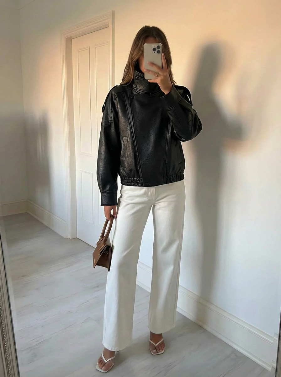 Bella | Women's Faux Leather Oversized Bomber Jacket 1