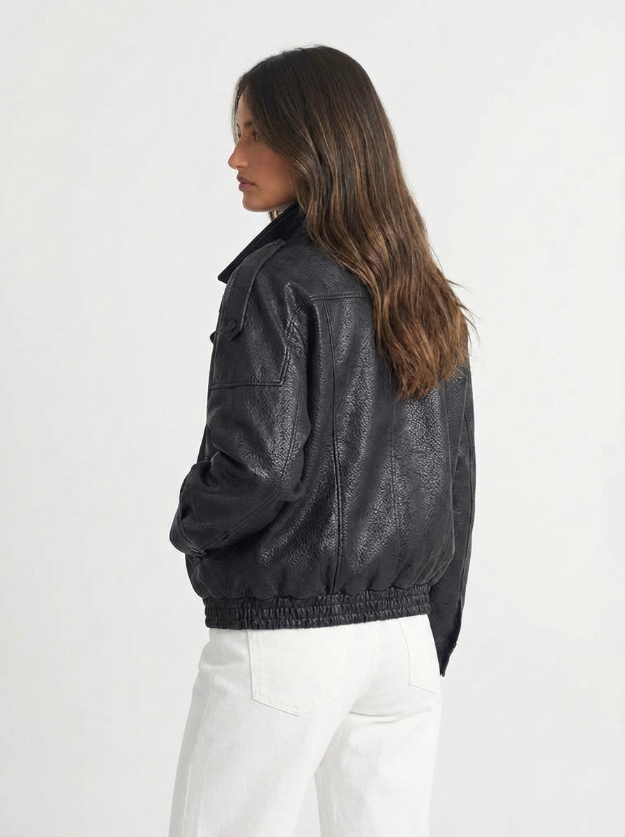 Bella | Women's Faux Leather Oversized Bomber Jacket 2