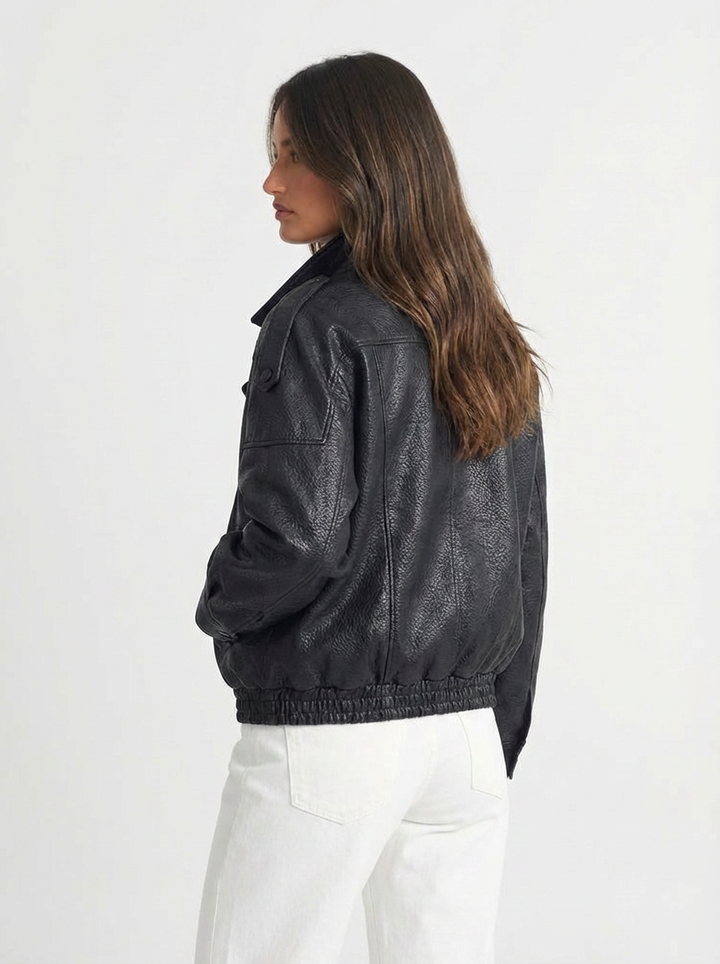Bella | Women's Faux Leather Oversized Bomber Jacket 2
