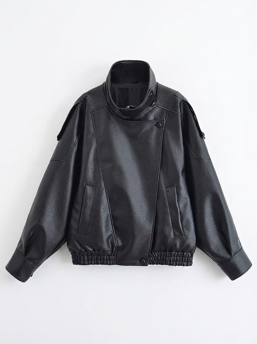 Bella | Women's Faux Leather Oversized Bomber Jacket 3