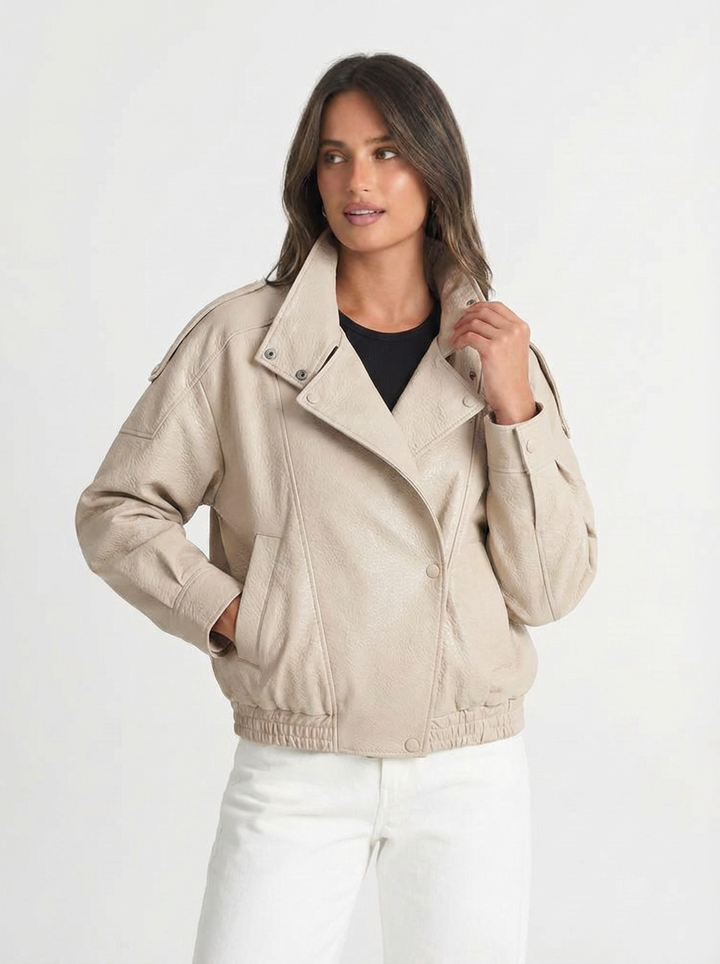 Bella | Women's Faux Leather Oversized Bomber Jacket 6