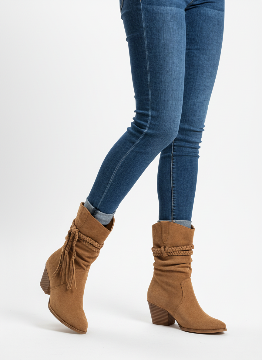 Bessie | Women's Braided Fringe Pointed Toe Western Boot 4