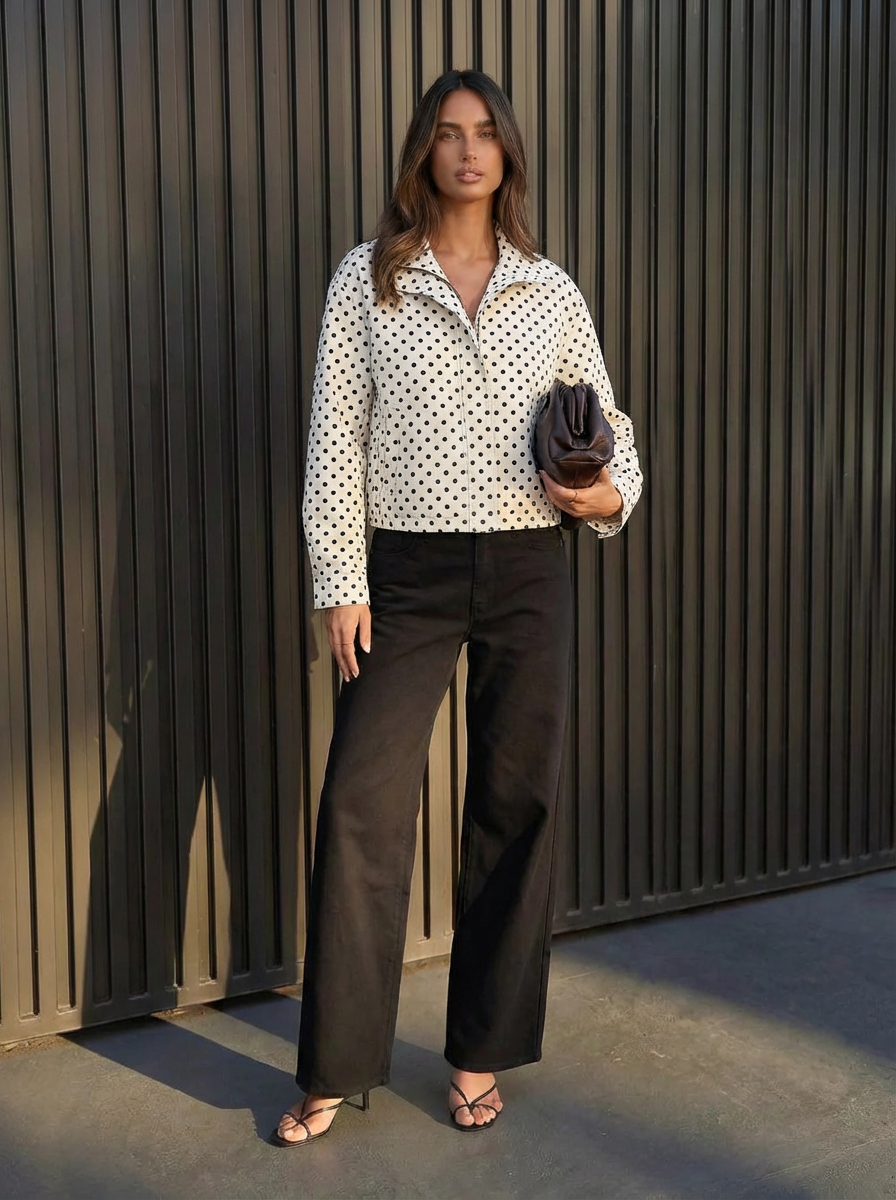 Billie | Women's Oversized Polka Dot Cropped Bomber Jacket 1