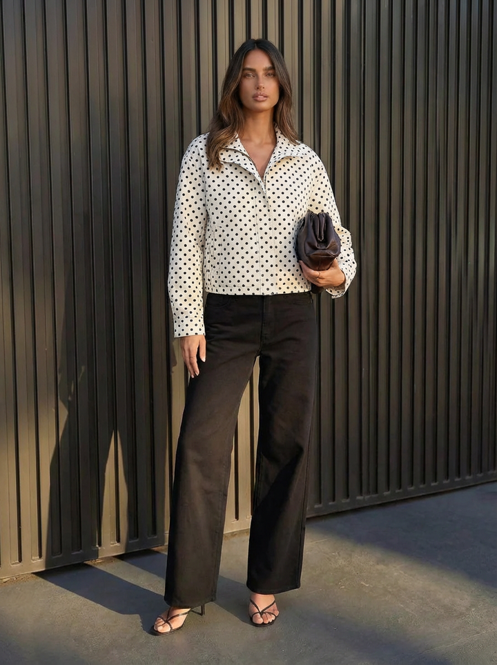 Billie | Women's Oversized Polka Dot Cropped Bomber Jacket 1