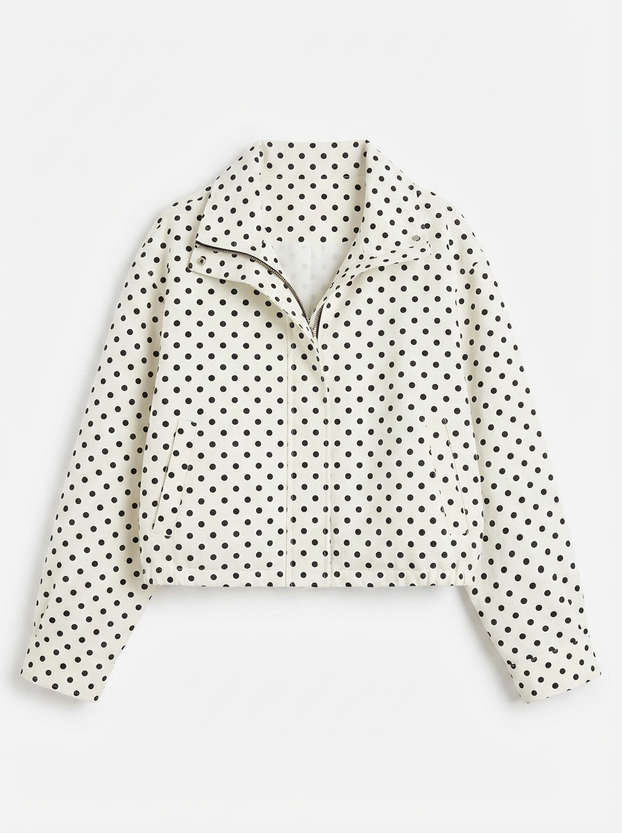 Billie | Women's Oversized Polka Dot Cropped Bomber Jacket 3
