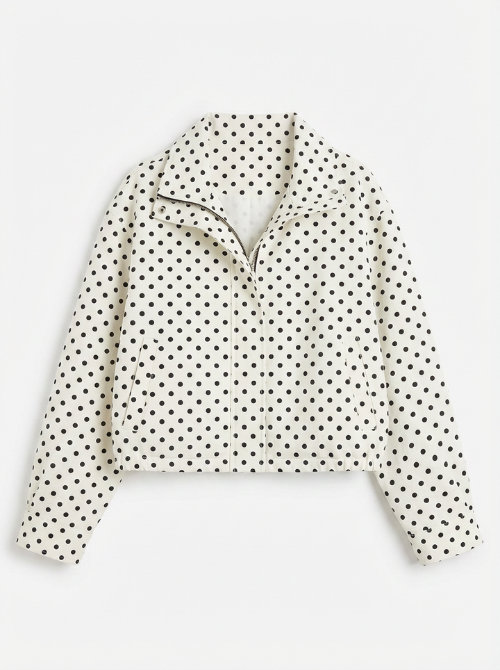 Billie | Women's Oversized Polka Dot Cropped Bomber Jacket 3