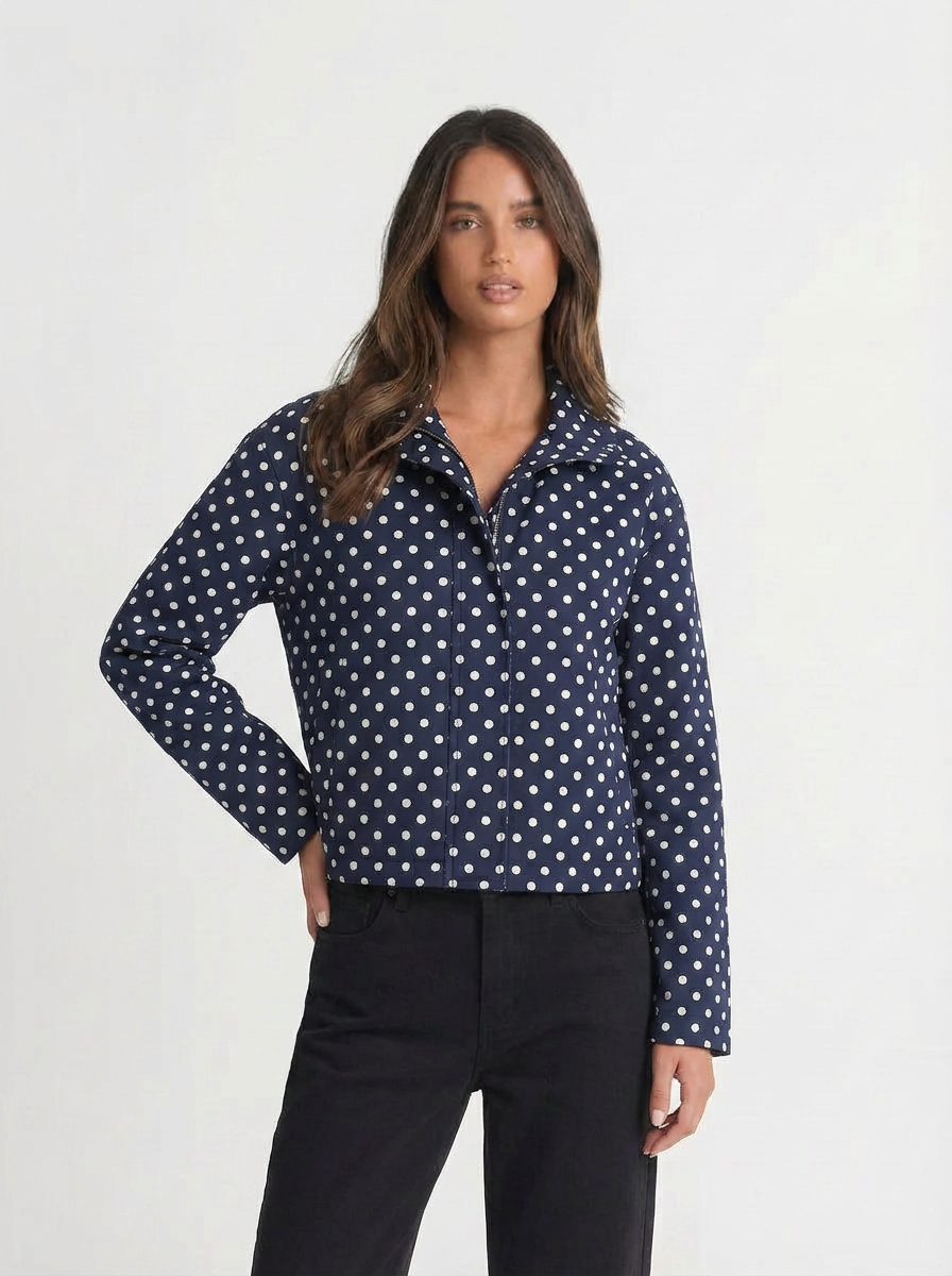 Billie | Women's Oversized Polka Dot Cropped Bomber Jacket 4
