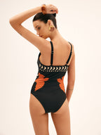 Bird Print Cutout One Piece Swimsuit | Aquaflare